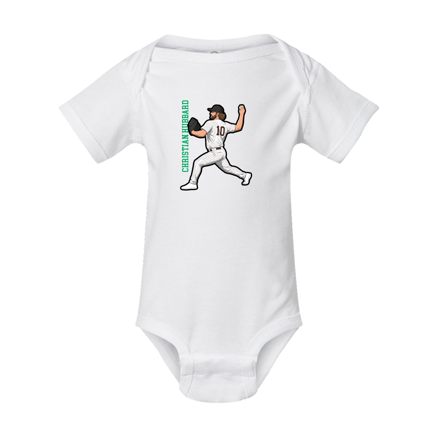 Baby Onesie — Name Vertical in White