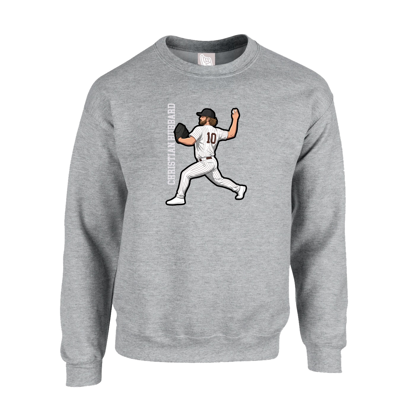 Fleece Crew — Name Vertical in Grey