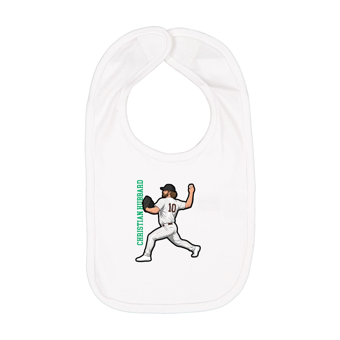 Infant Bib — Name Vertical in White