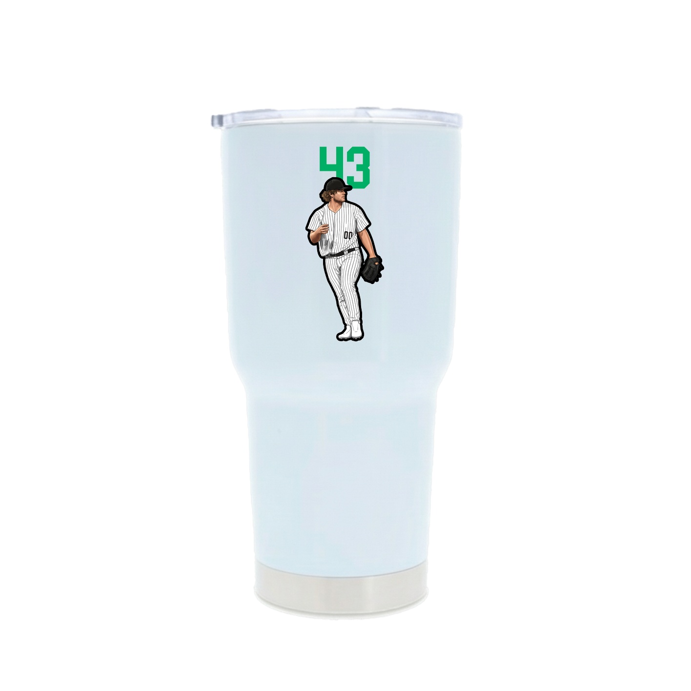 30oz Stainless Steel Tumbler — Number Top in White