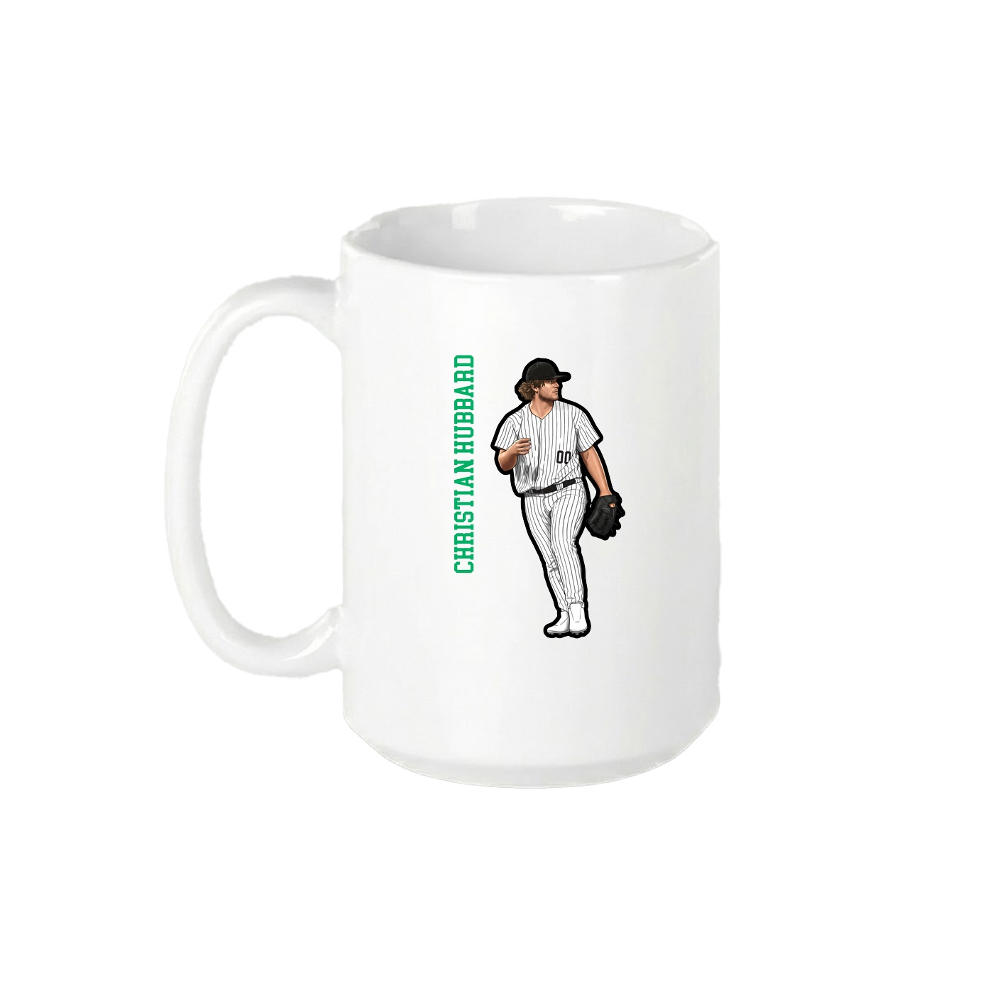 15oz Coffee Mug — Name Vertical in White
