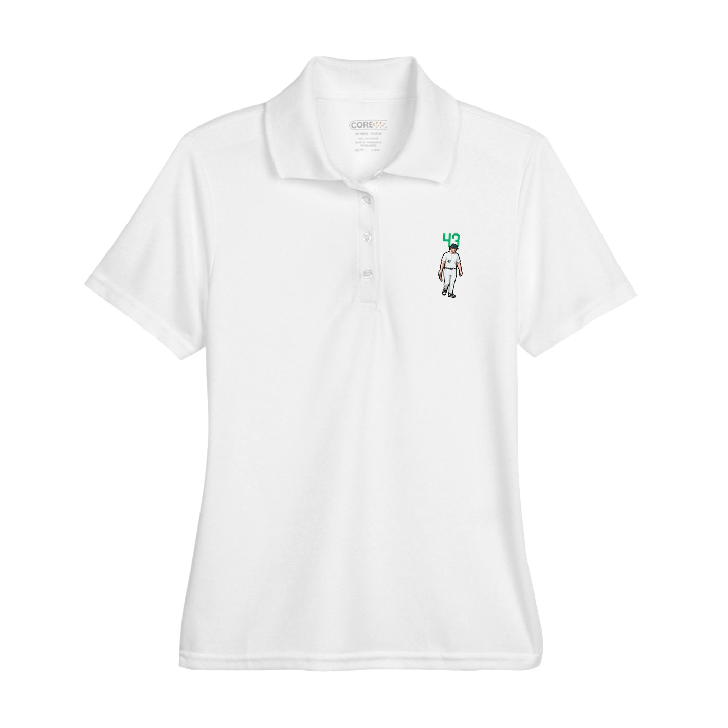 Womens Performance Polo — Number Top in White