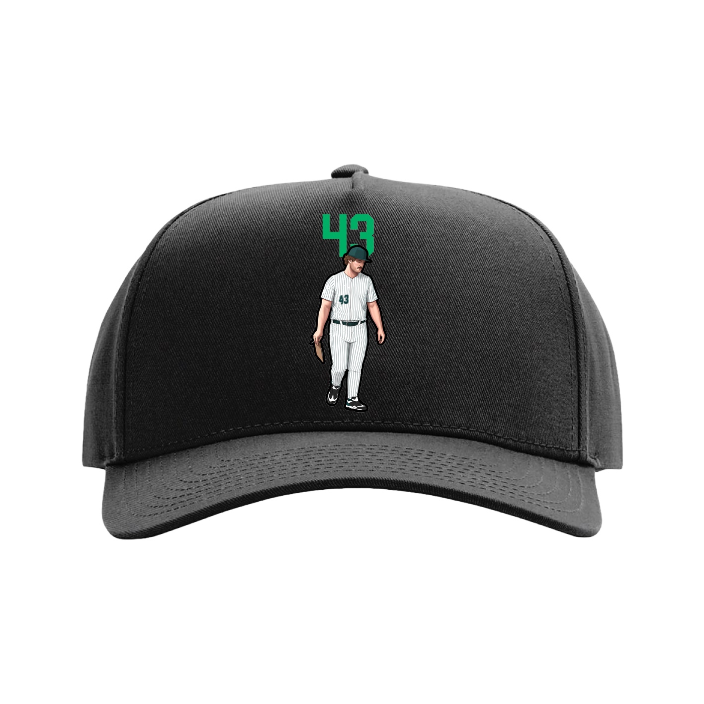 Full Fabric Five-Panel Champ Cap — Number Top in Black