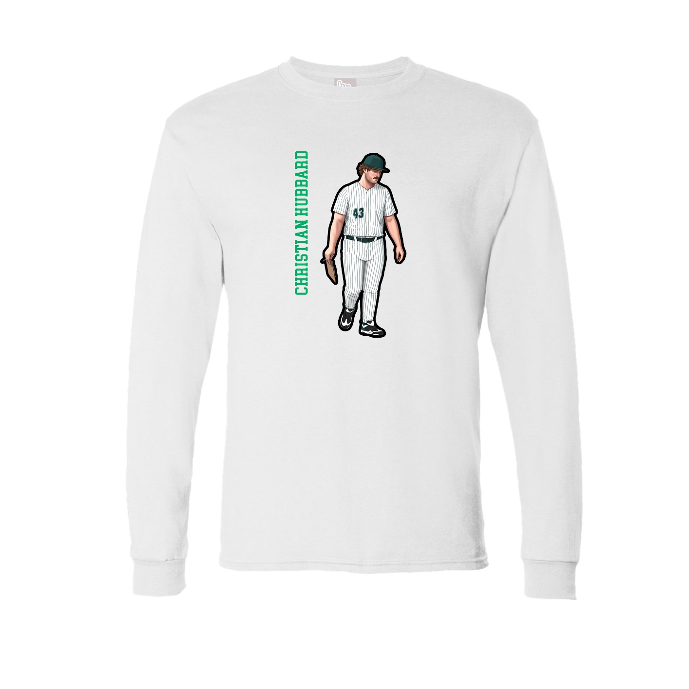 Long Sleeve Tee — Name Vertical in White