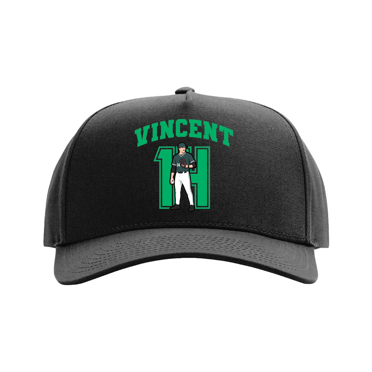 Full Fabric Five-Panel Champ Cap — Number in Black