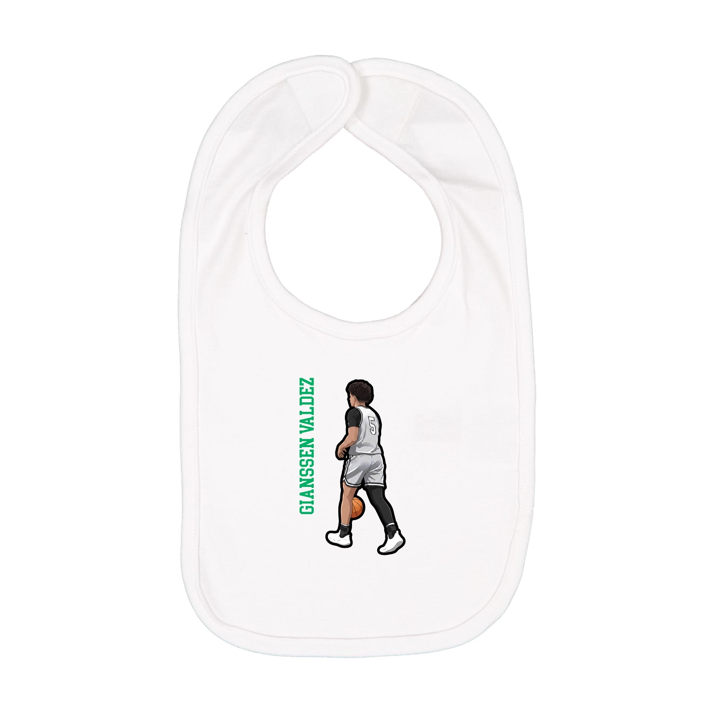 Infant Bib — Name Vertical in White