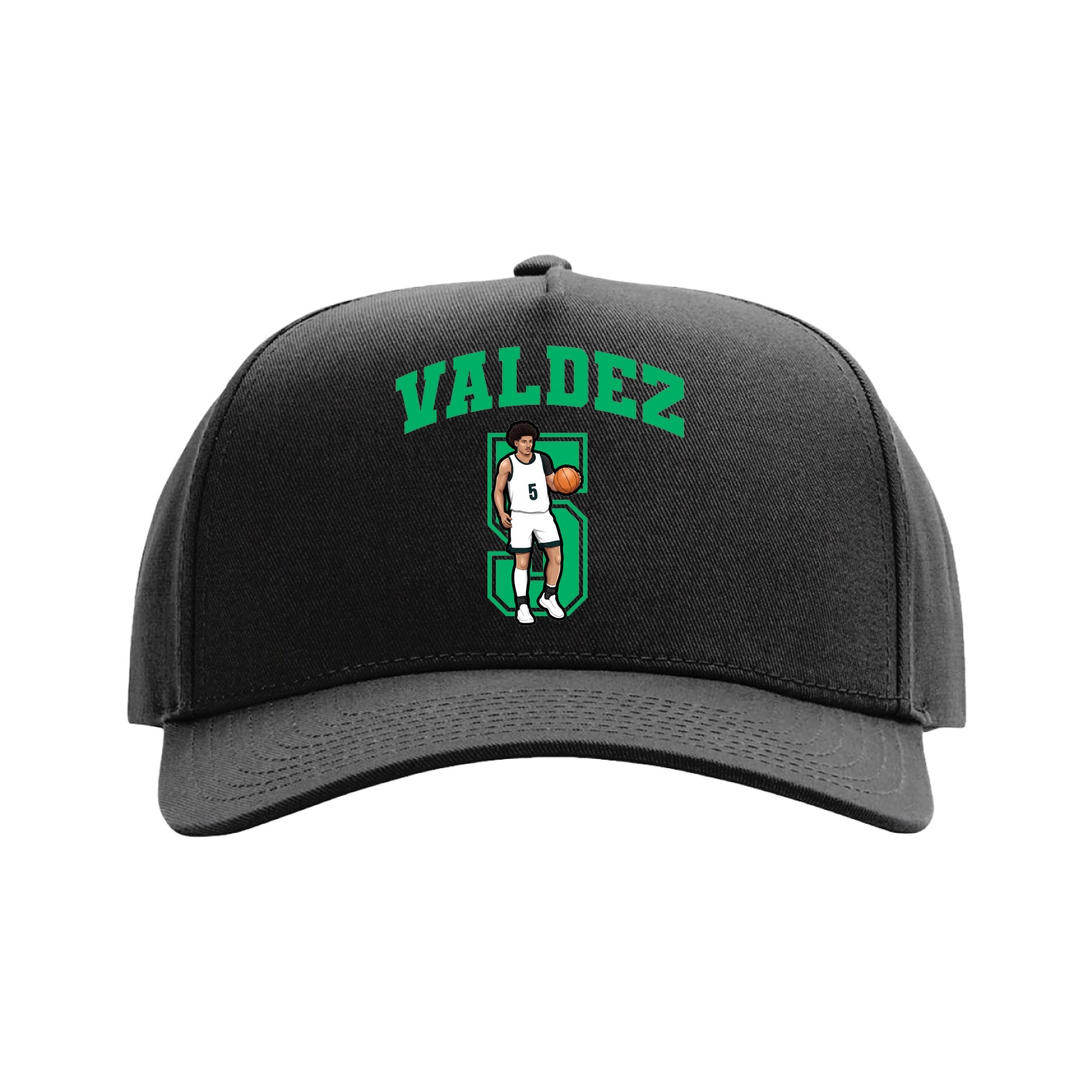 Full Fabric Five-Panel Champ Cap — Number in Black