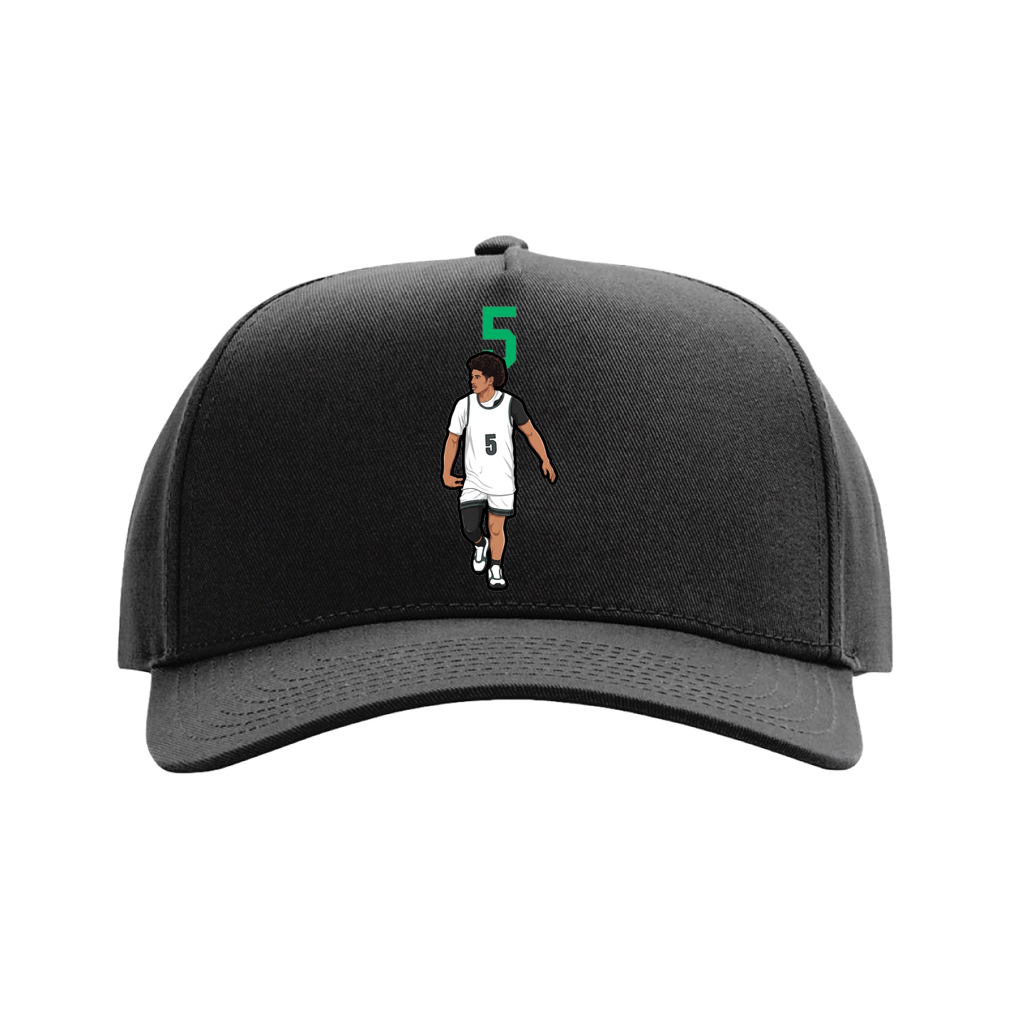 Full Fabric Five-Panel Champ Cap — Number Top in Black