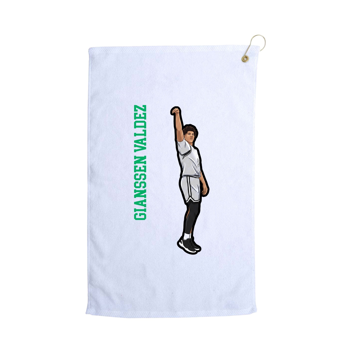 Golf Towel — Name Vertical in White