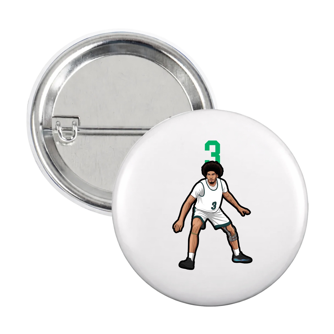 Game Day Button — Number Top in White