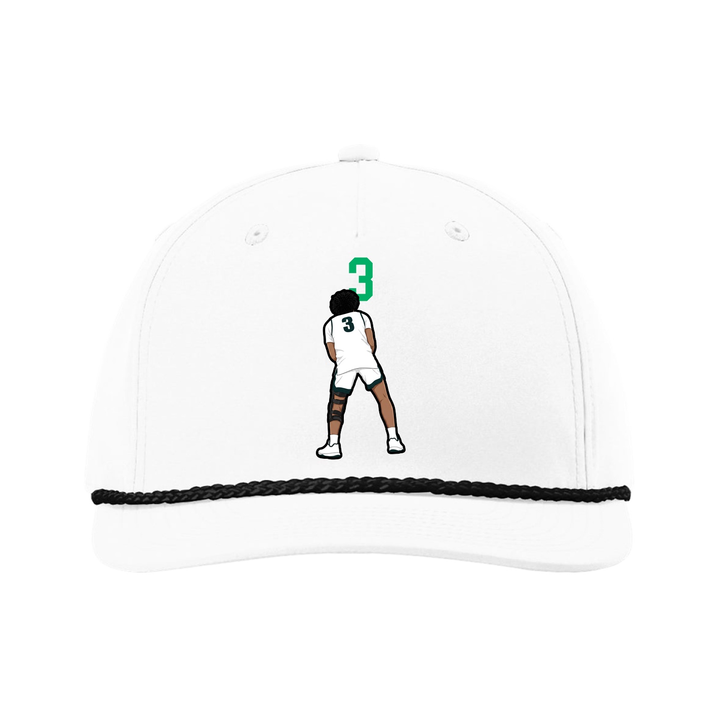 Five-Panel Classic Rope Cap — Number Top in White