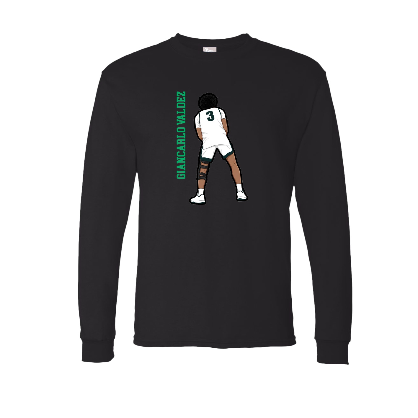 Long Sleeve Tee — Name Vertical in Black
