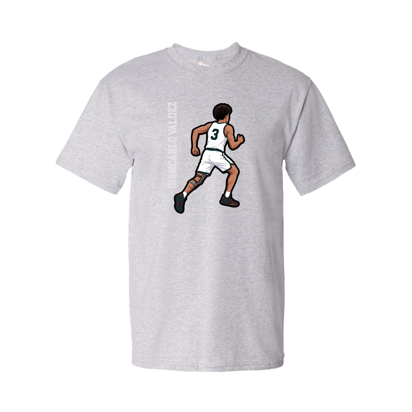 Tee — Name Vertical in Grey