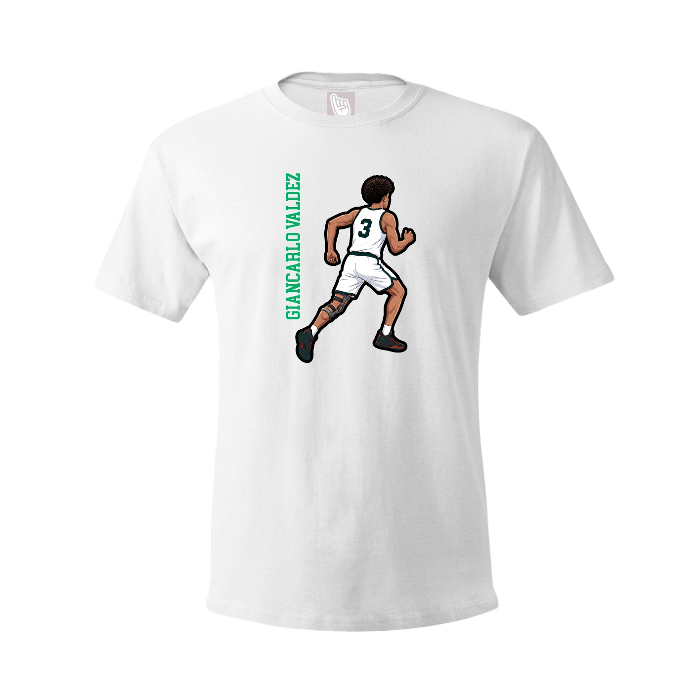 Youth Tee — Name Vertical in White