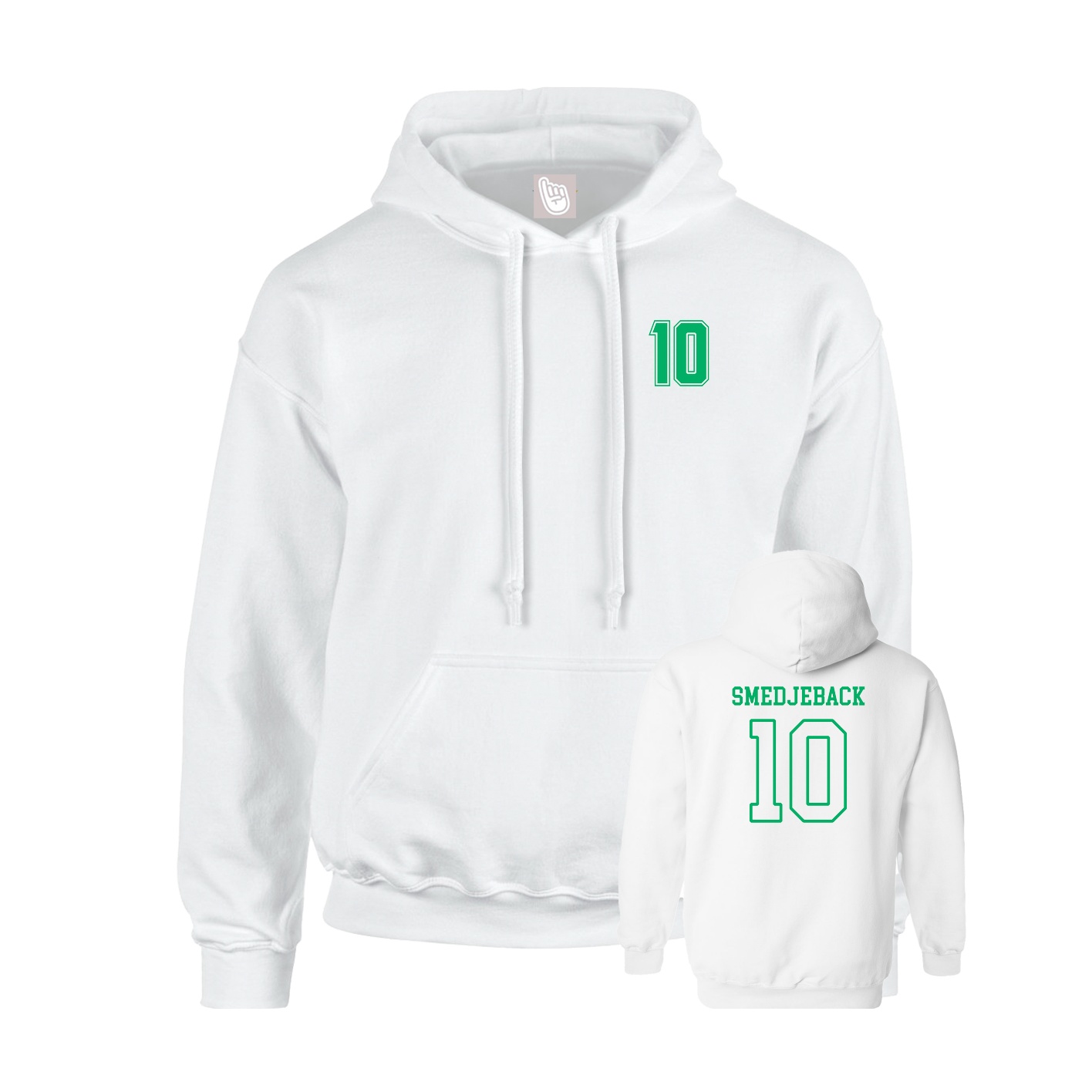 Youth Hoodie — Chest Back in White