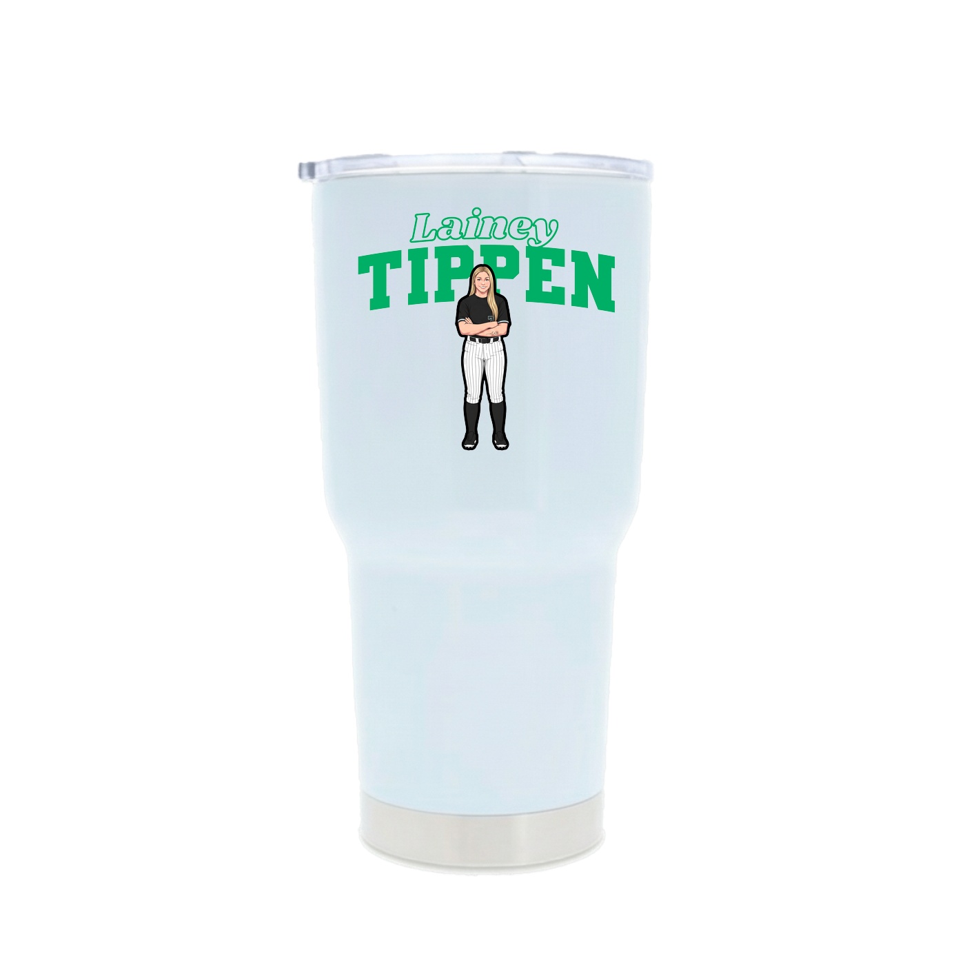 30oz Stainless Steel Tumbler — Name Arch in White