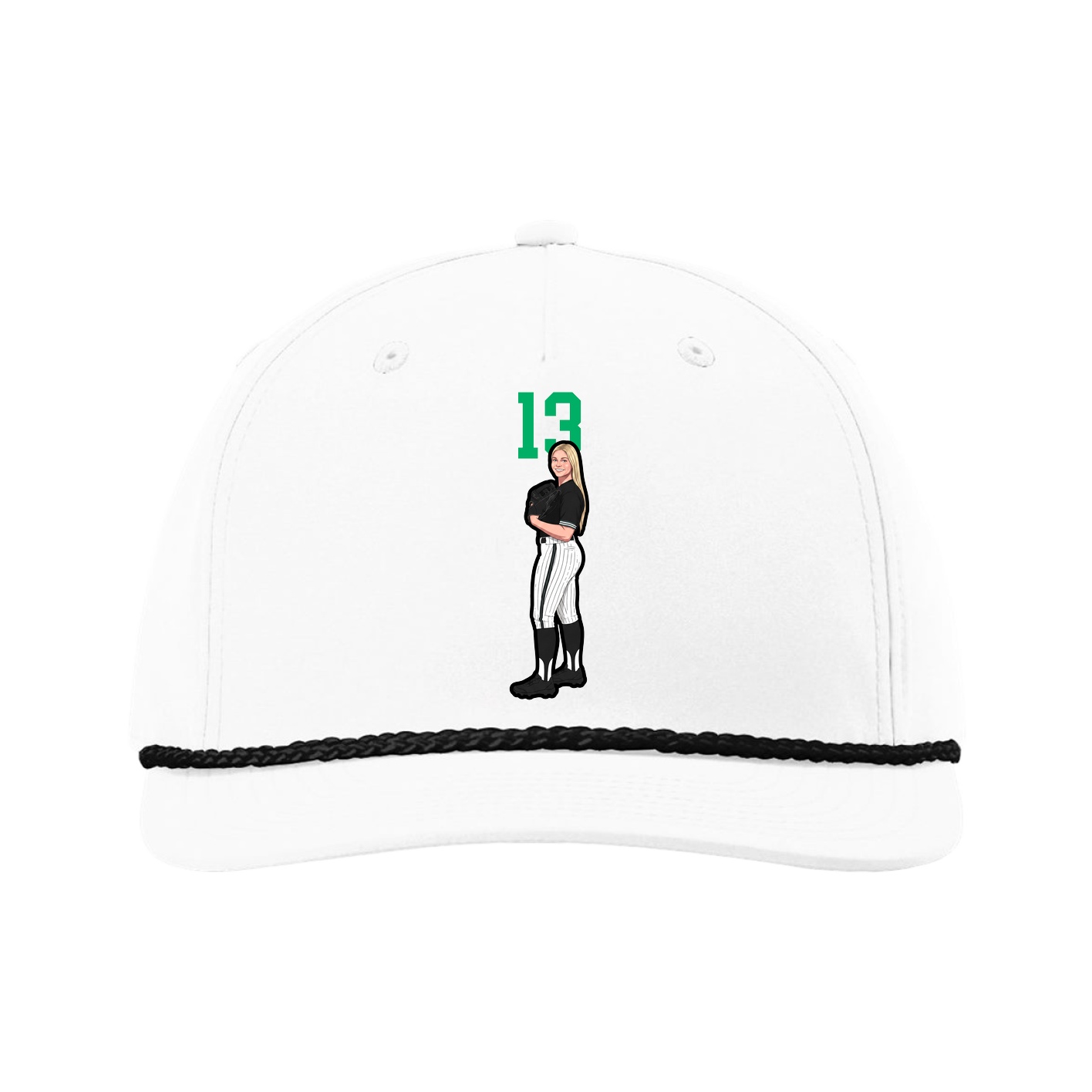 Five-Panel Classic Rope Cap — Number Top in White