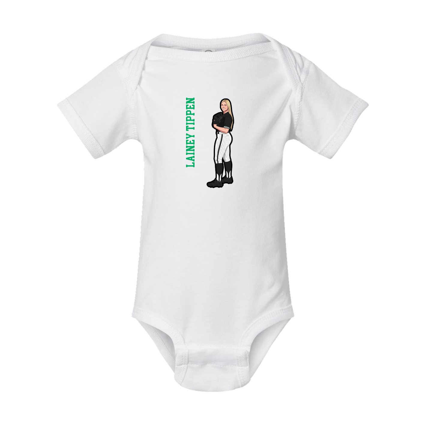 Baby Onesie — Name Vertical in White