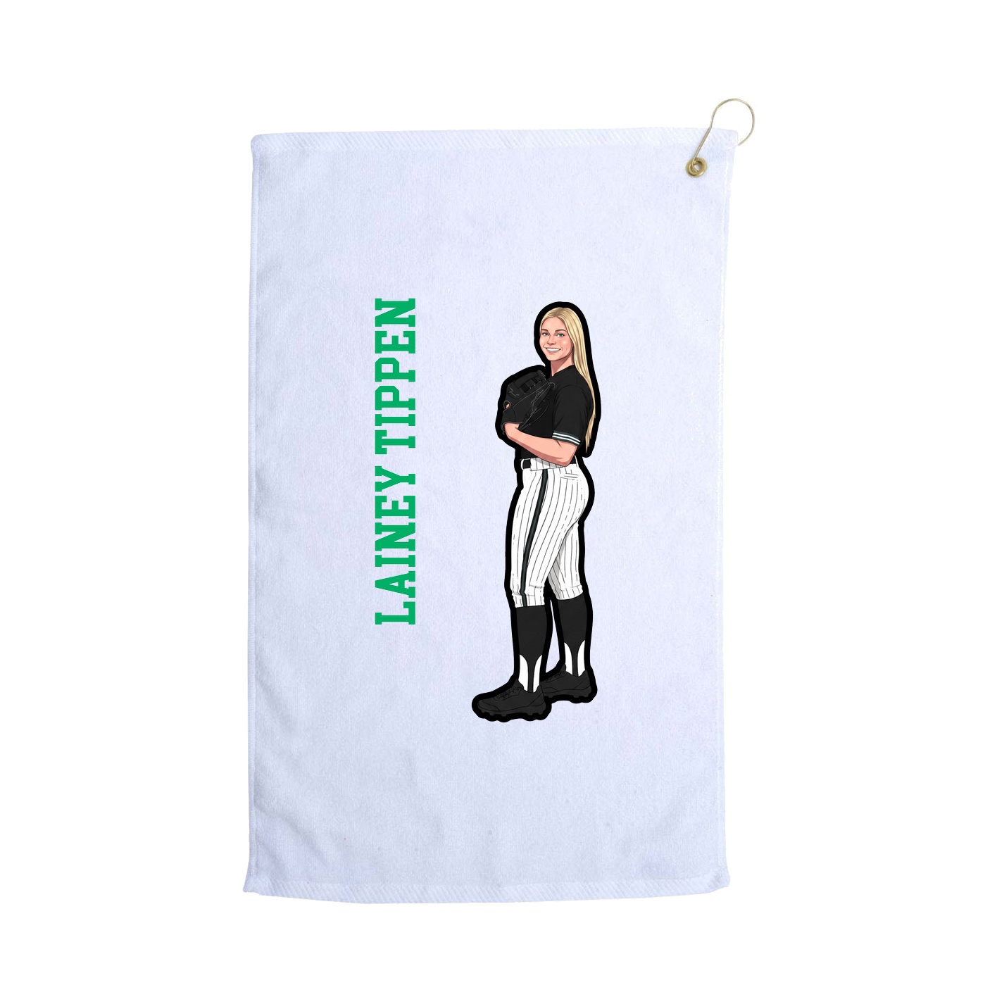 Golf Towel — Name Vertical in White