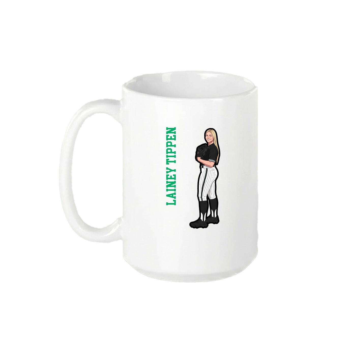15oz Coffee Mug — Name Vertical in White