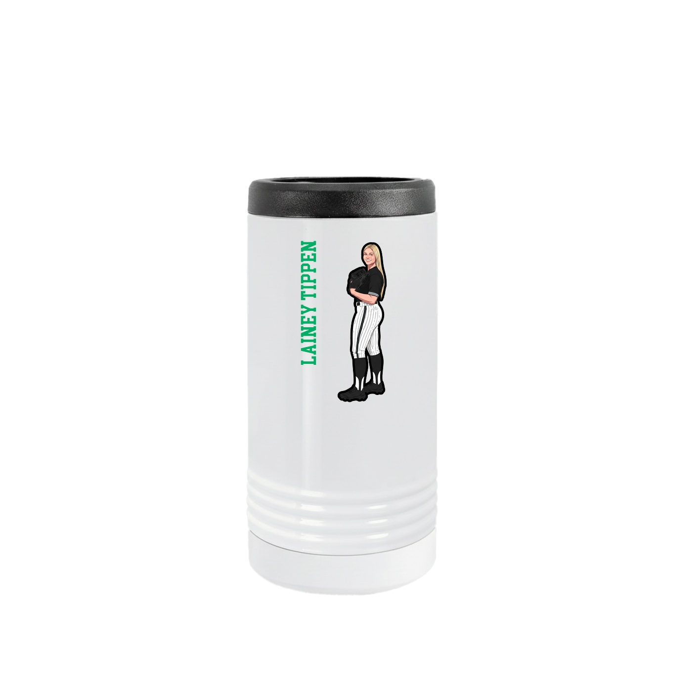 Slim Beverage Holder — Name Vertical in White