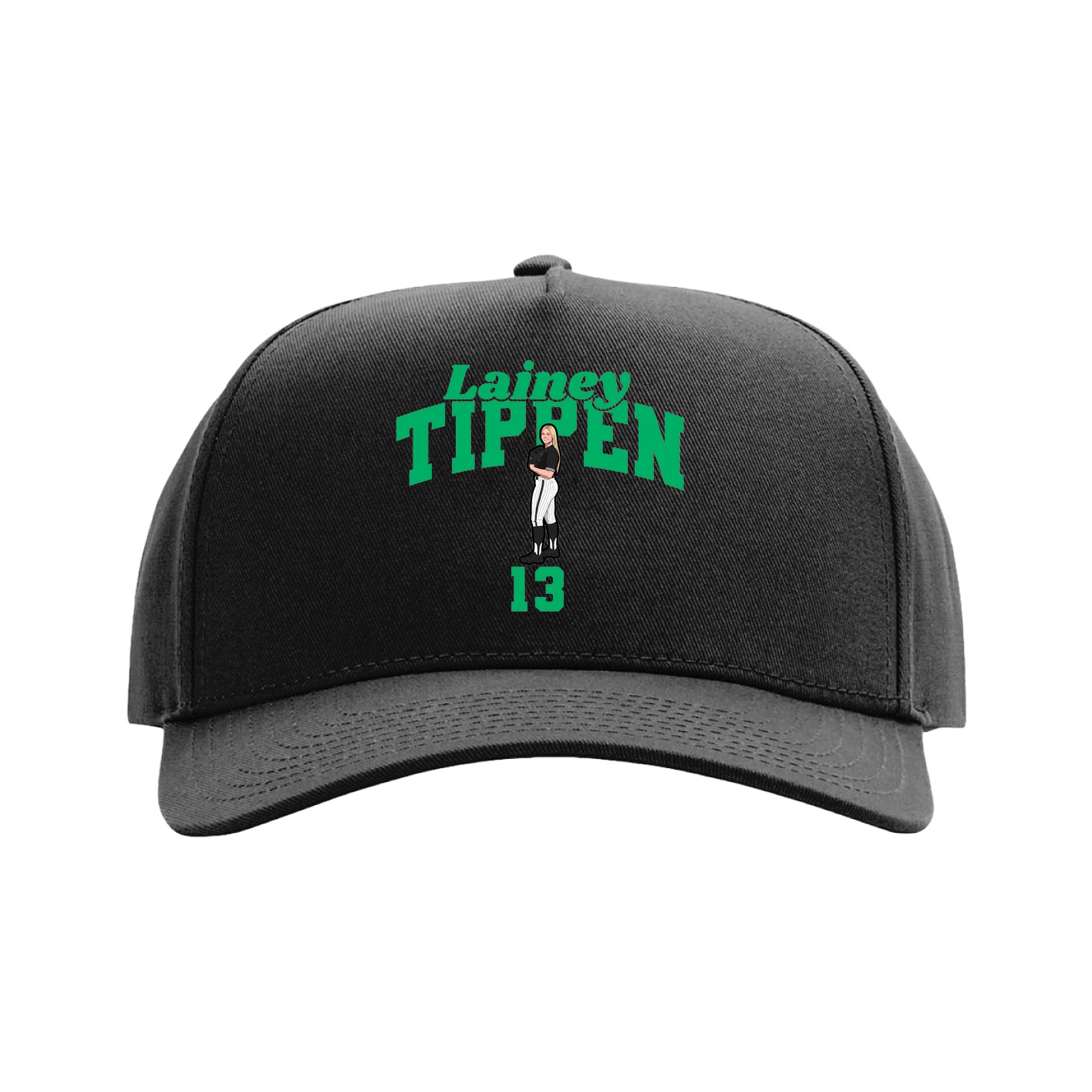 Full Fabric Five-Panel Champ Cap — Signature Arch in Black