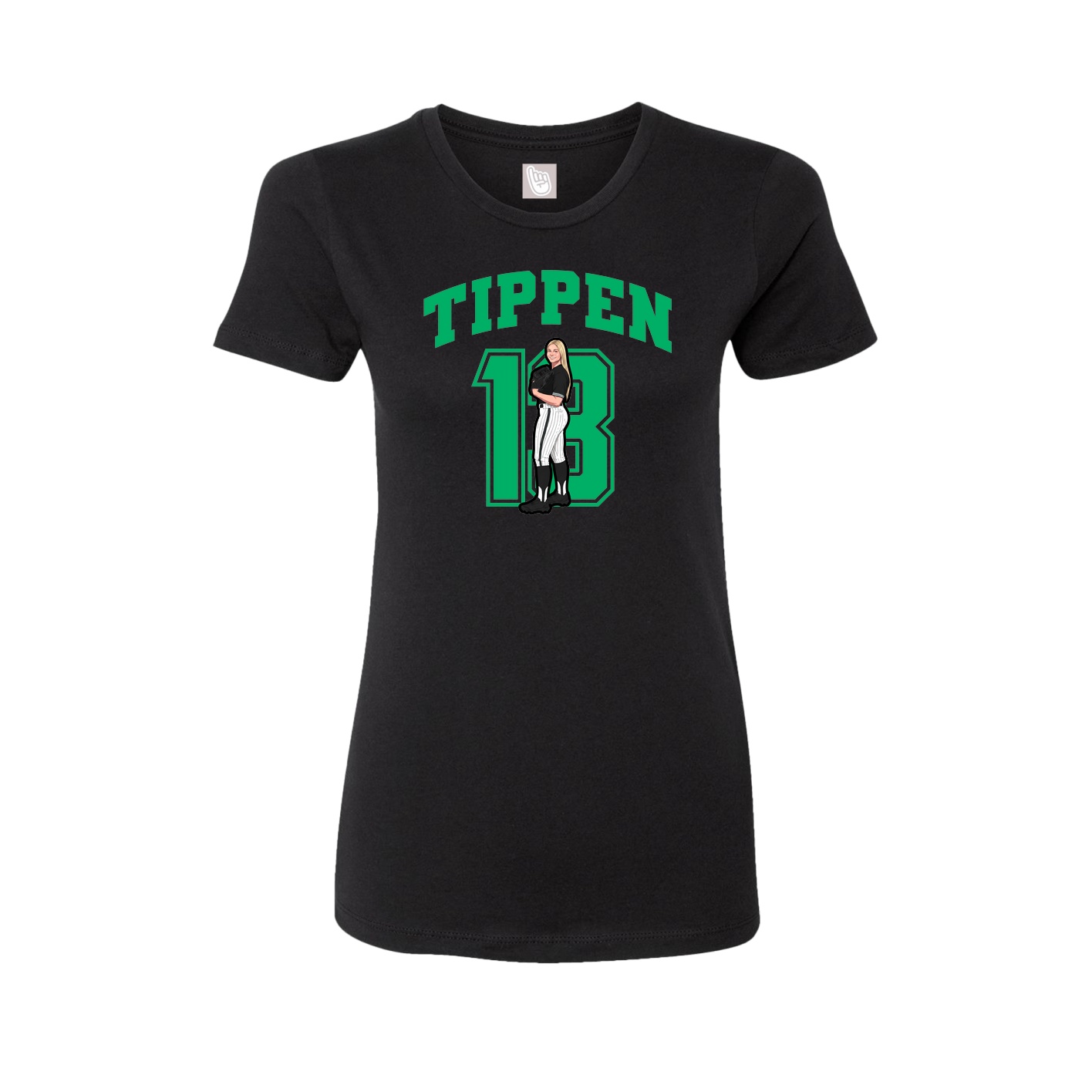 Fitted Women's Tee — Number in Black