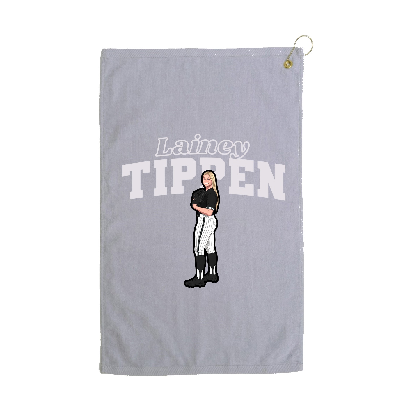 Golf Towel — Name Arch in Grey