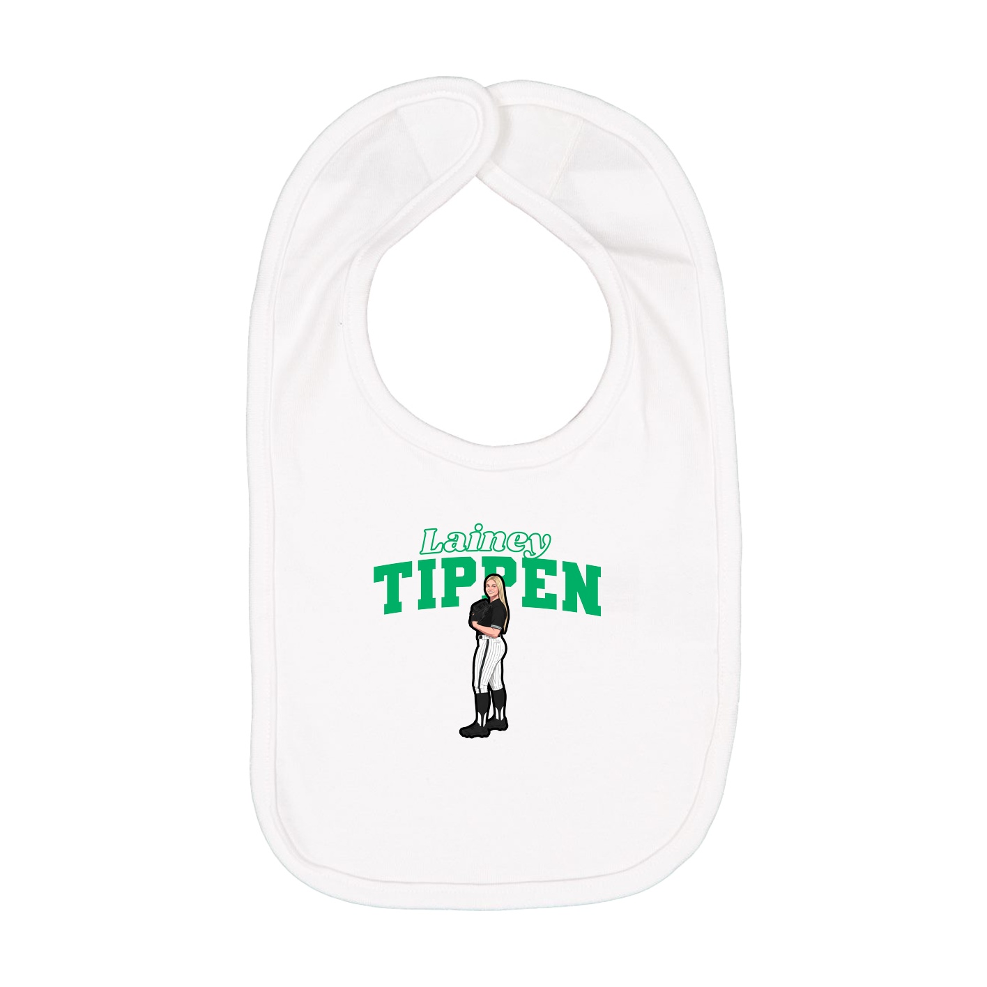Infant Bib — Name Arch in White