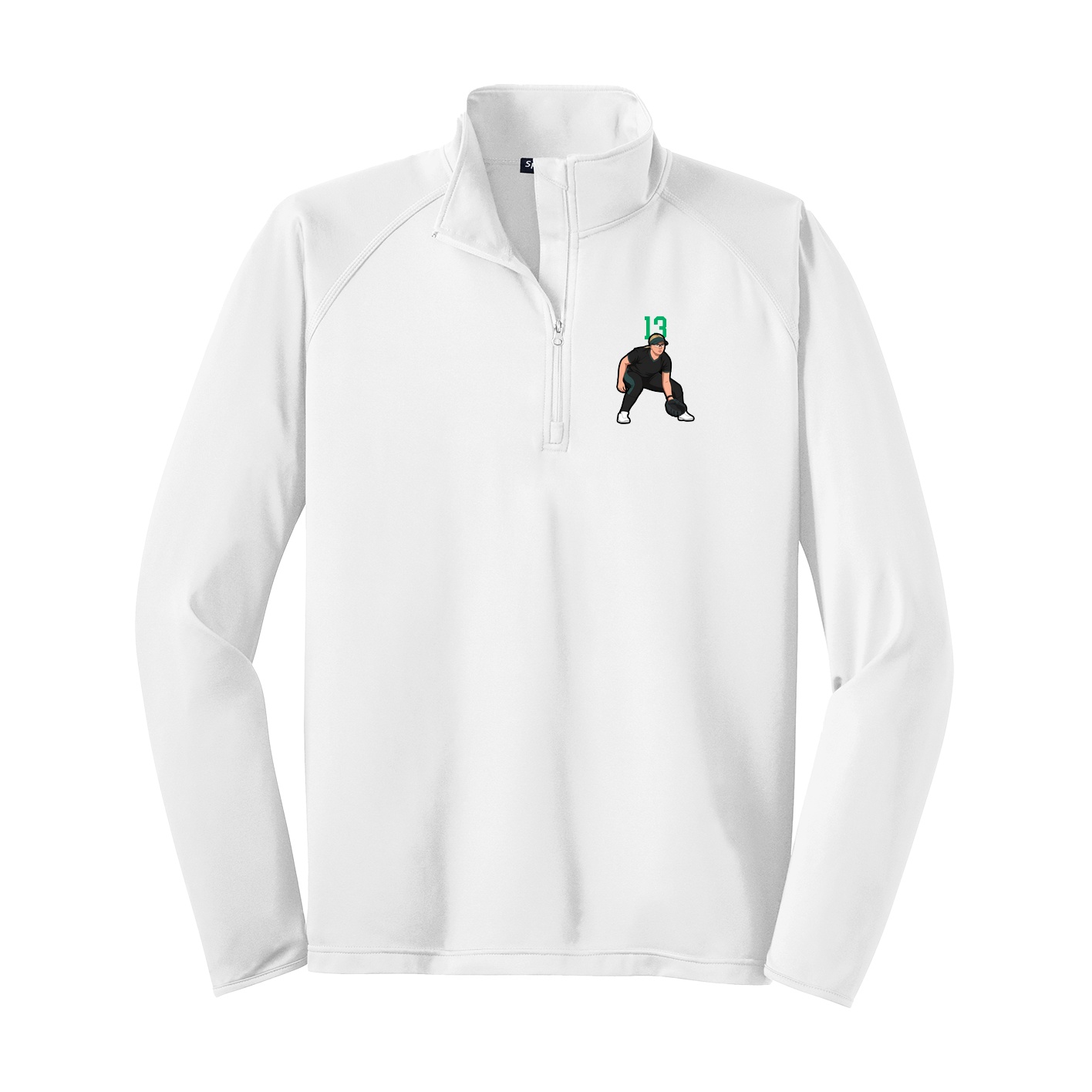Q-Zip Pullover — Number Top in White