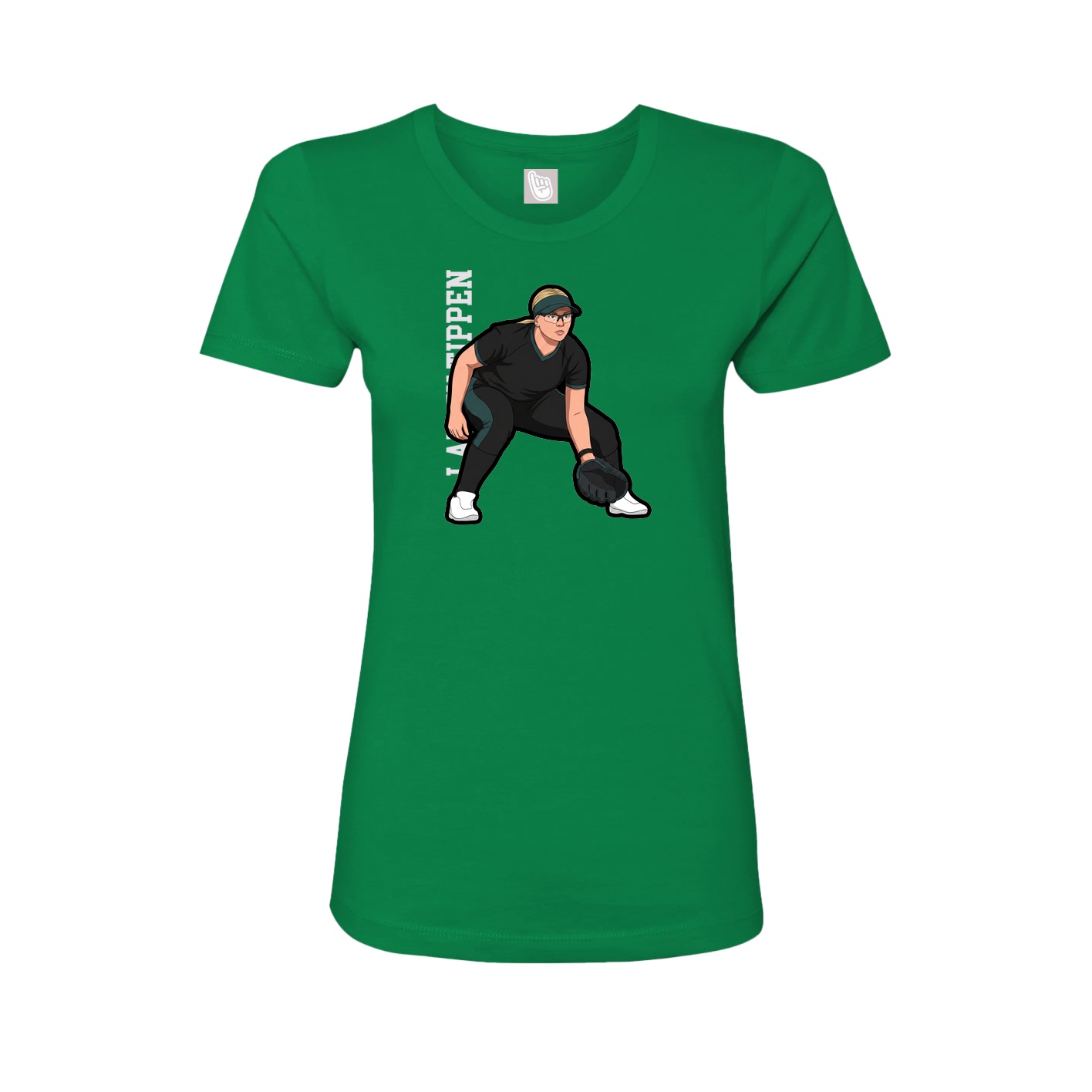 Fitted Women's Tee — Name Vertical in Green