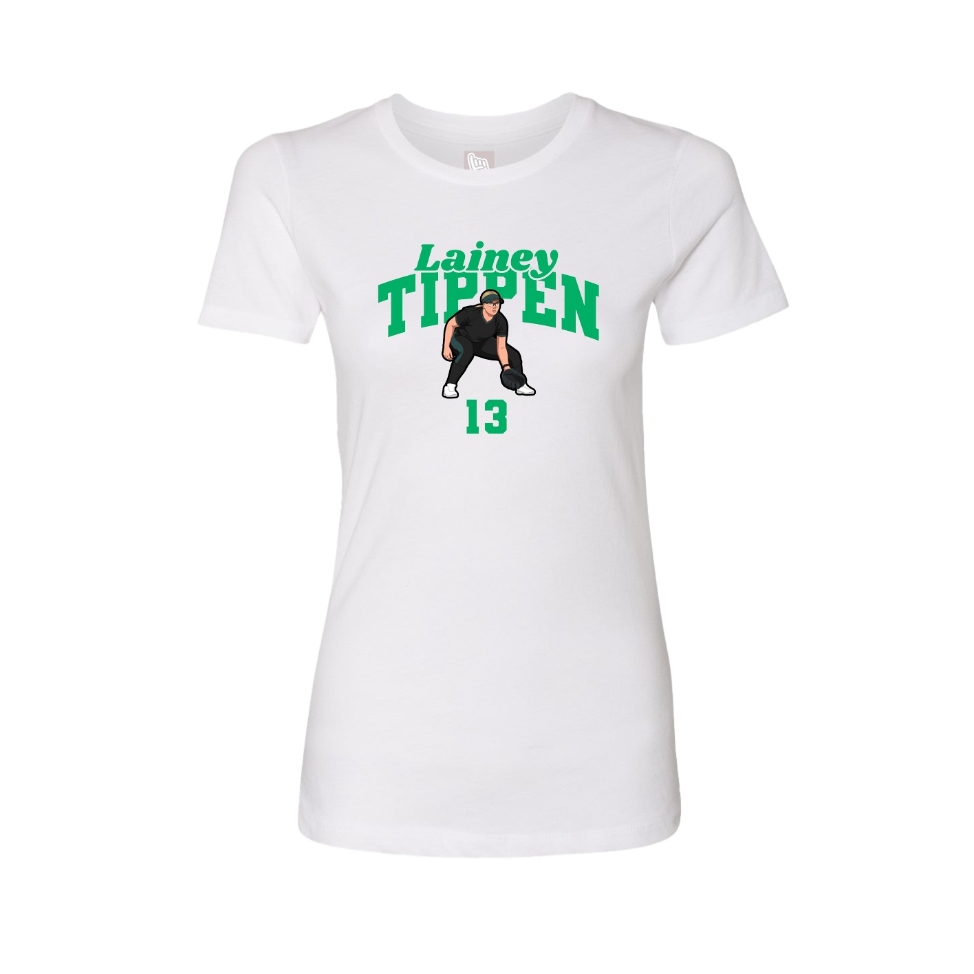 Fitted Women's Tee — Signature Arch in White