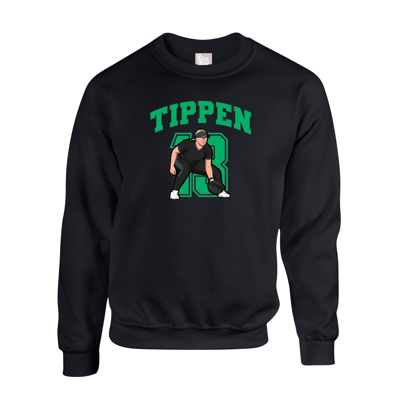 Fleece Crew — Number in Black