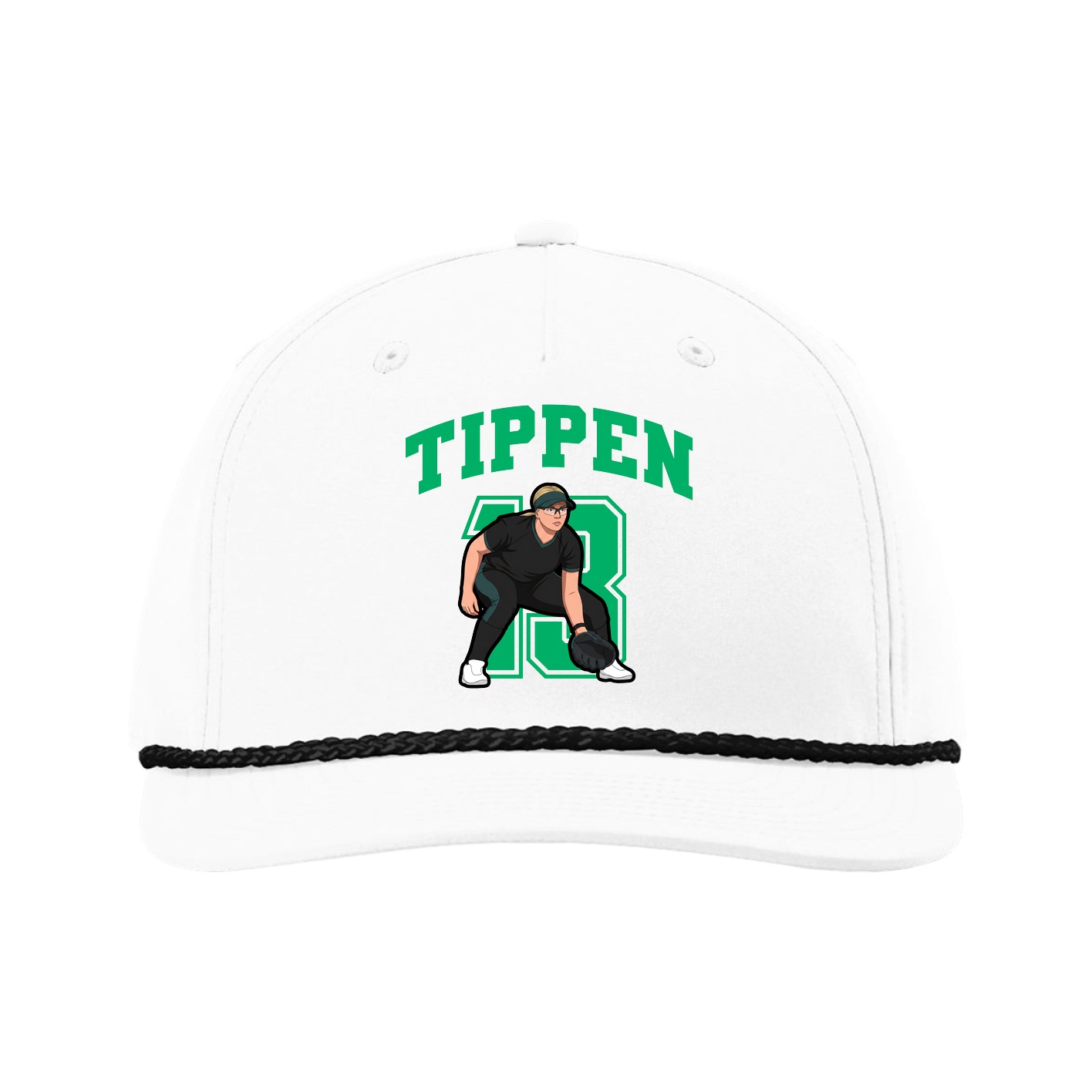 Five-Panel Classic Rope Cap — Number in White