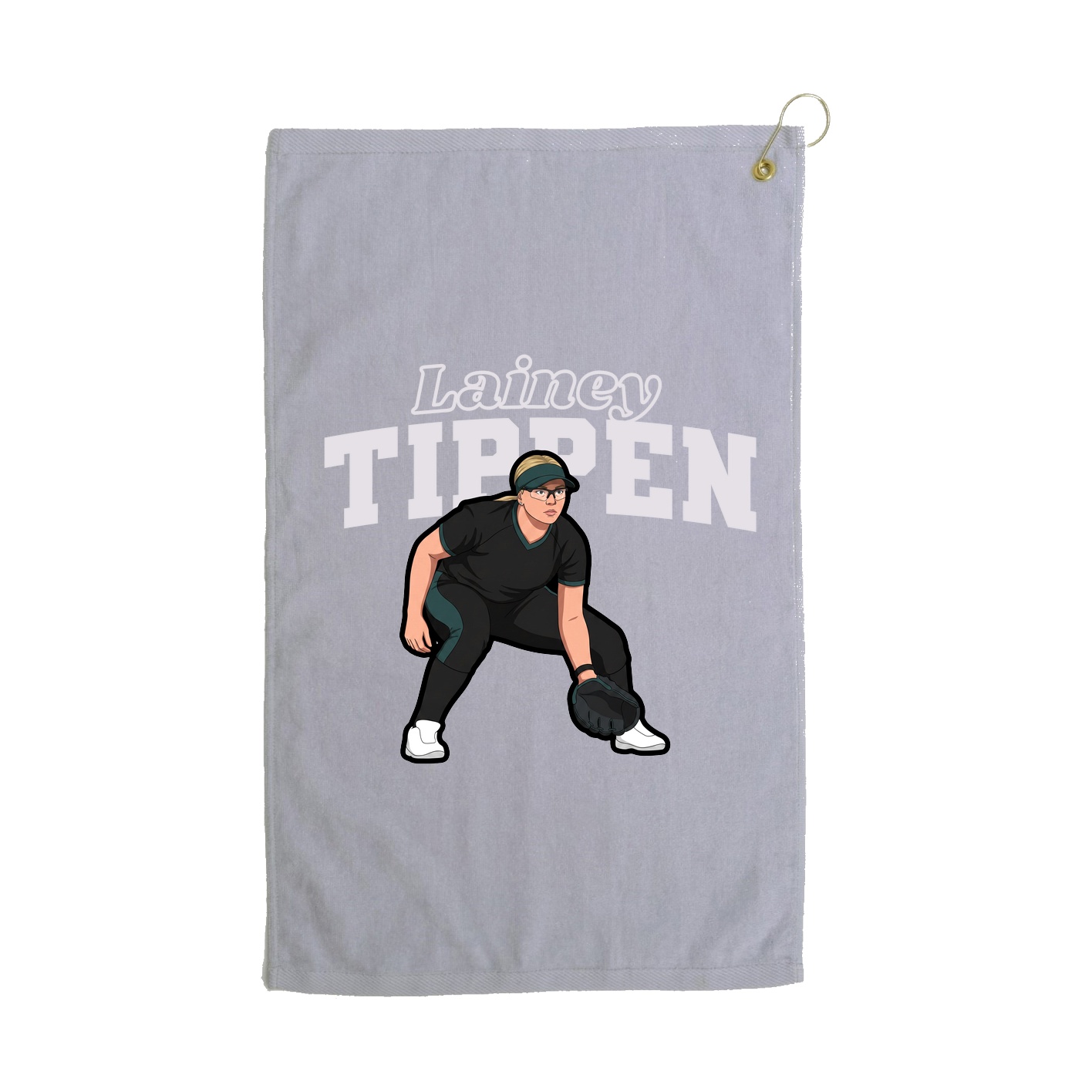 Golf Towel — Name Arch in Grey