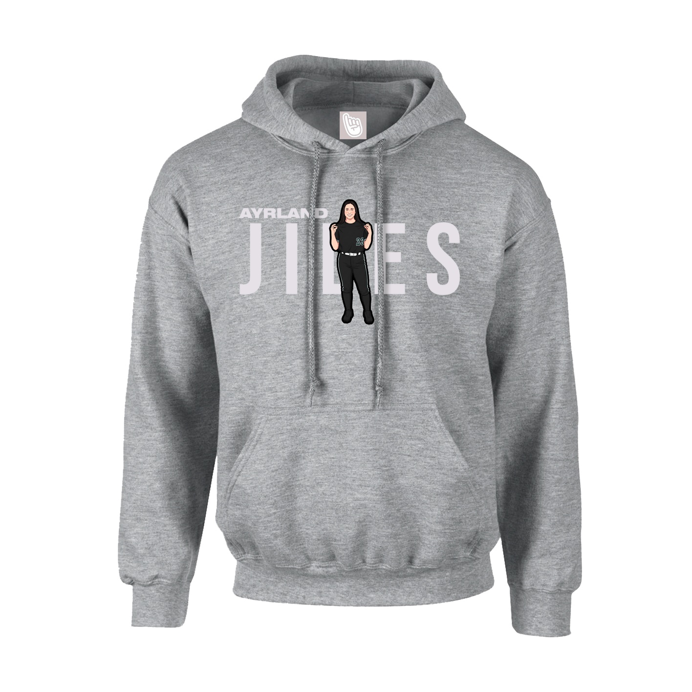 Youth Hoodie — Player Name in Grey