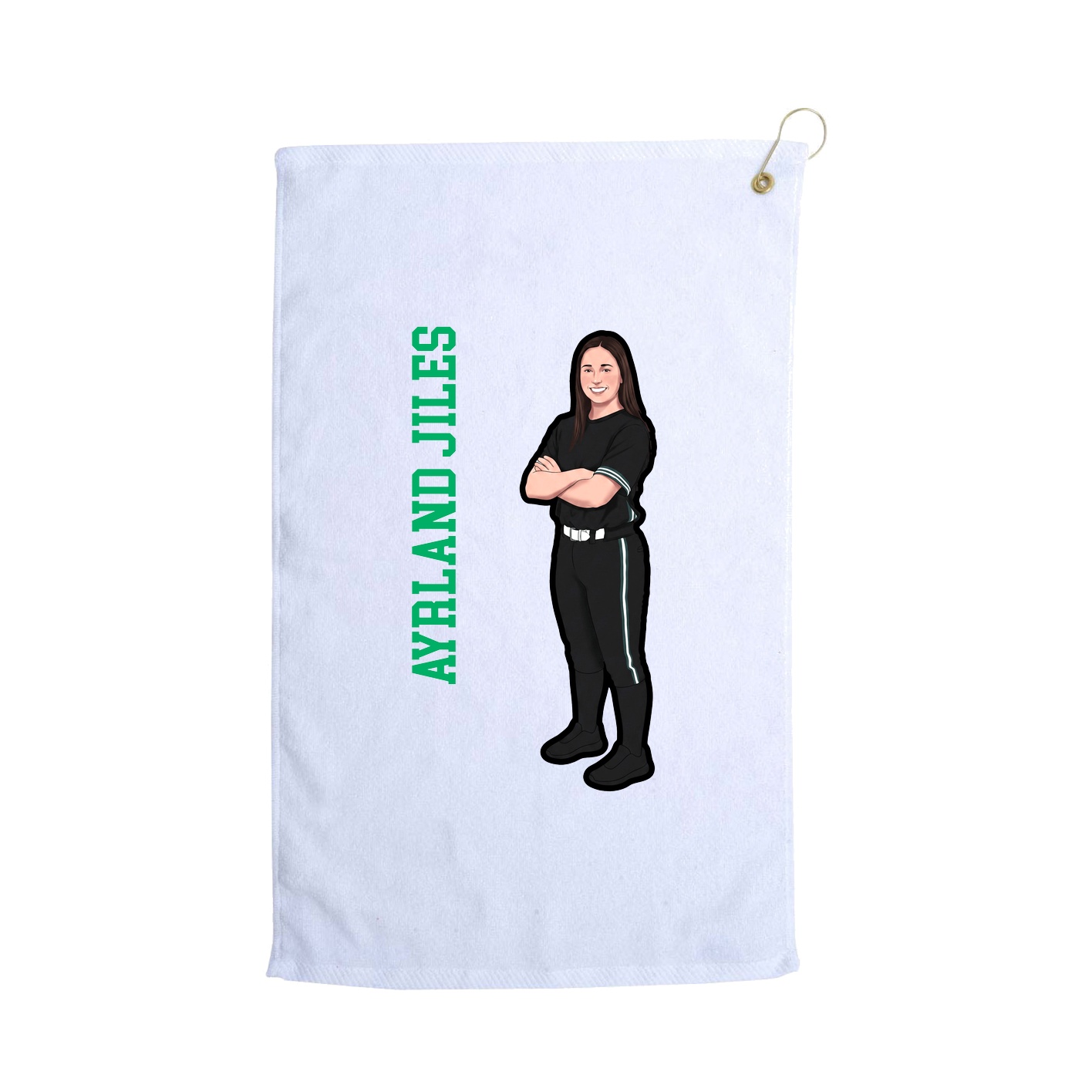 Golf Towel — Name Vertical in White