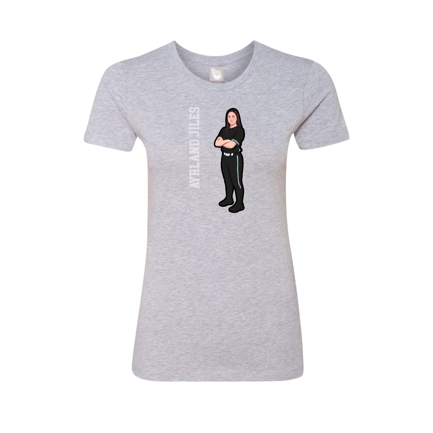 Fitted Women's Tee — Name Vertical in Grey