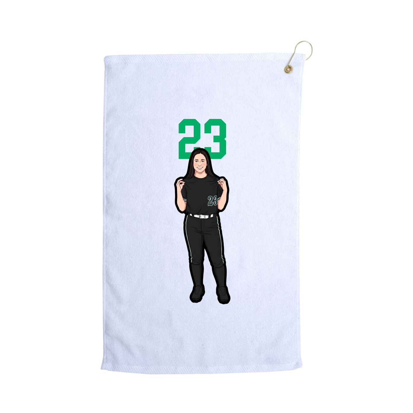 Golf Towel — Number Top in White