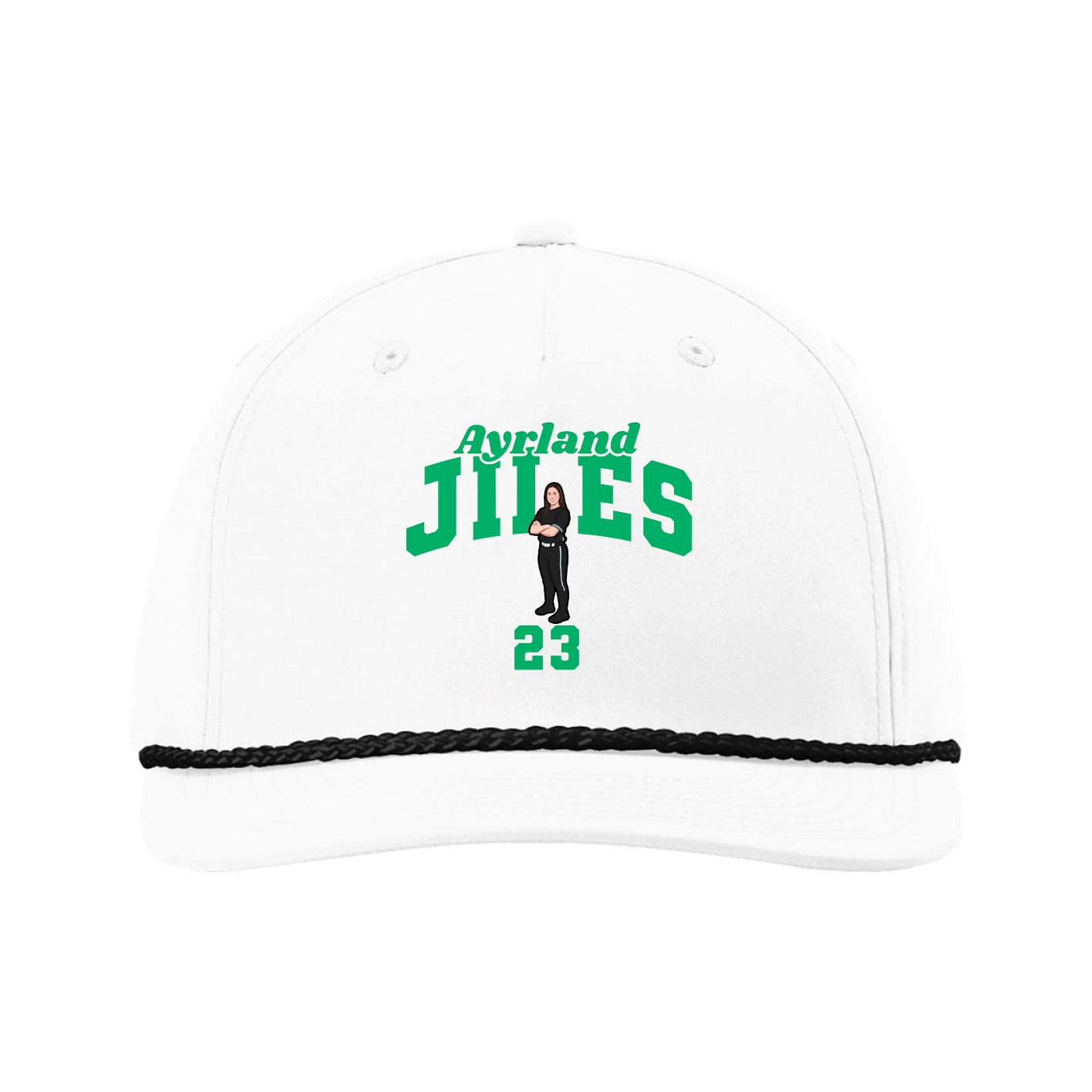 Five-Panel Classic Rope Cap — Signature Arch in White