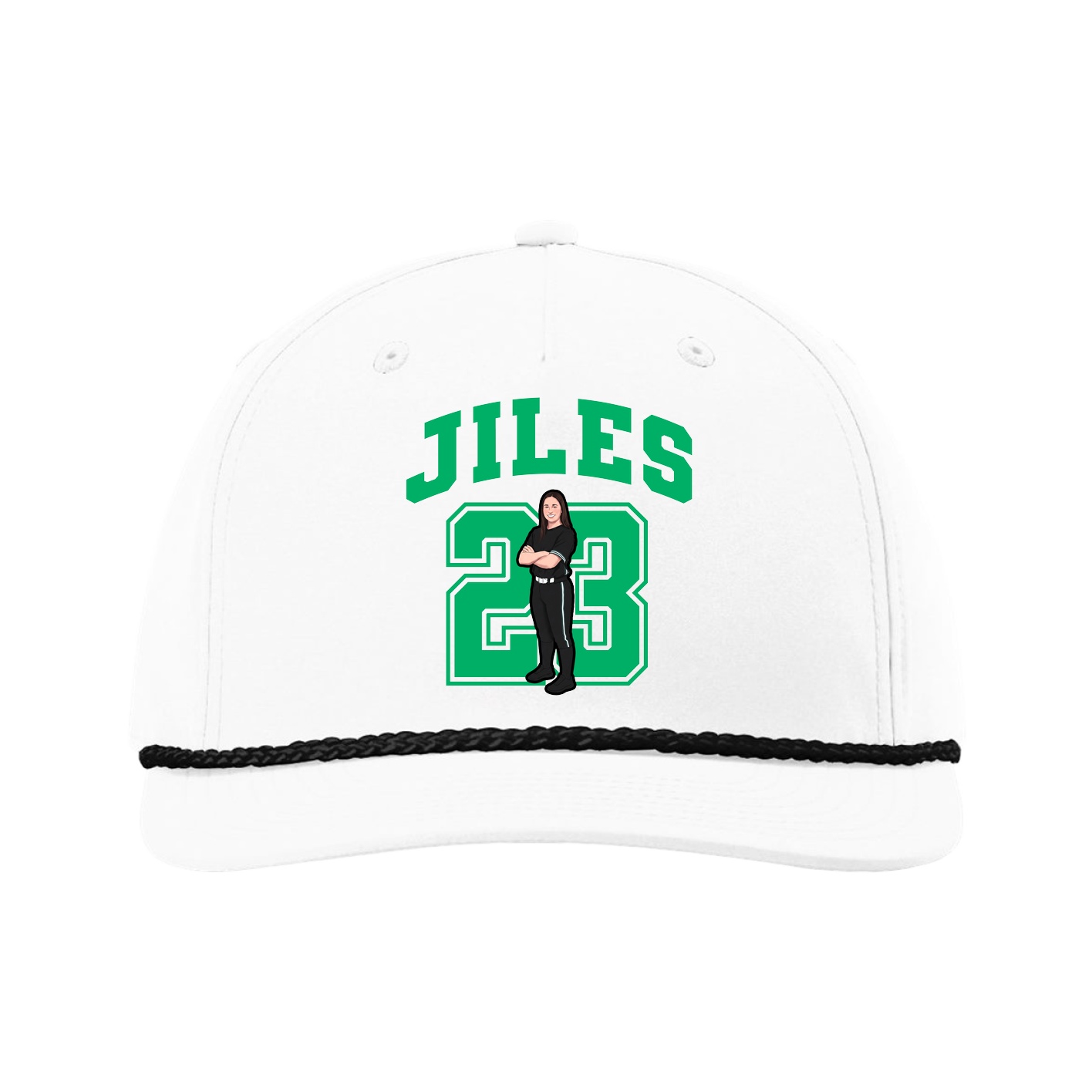 Five-Panel Classic Rope Cap — Number in White