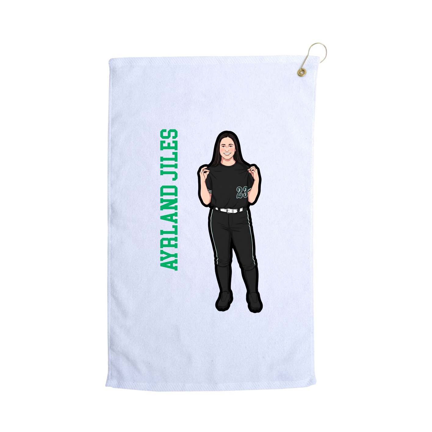 Golf Towel — Name Vertical in White