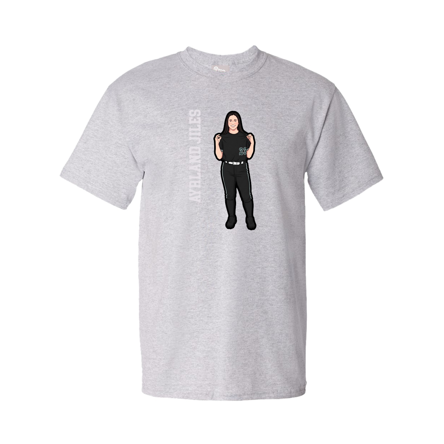 Youth Tee — Name Vertical in Grey