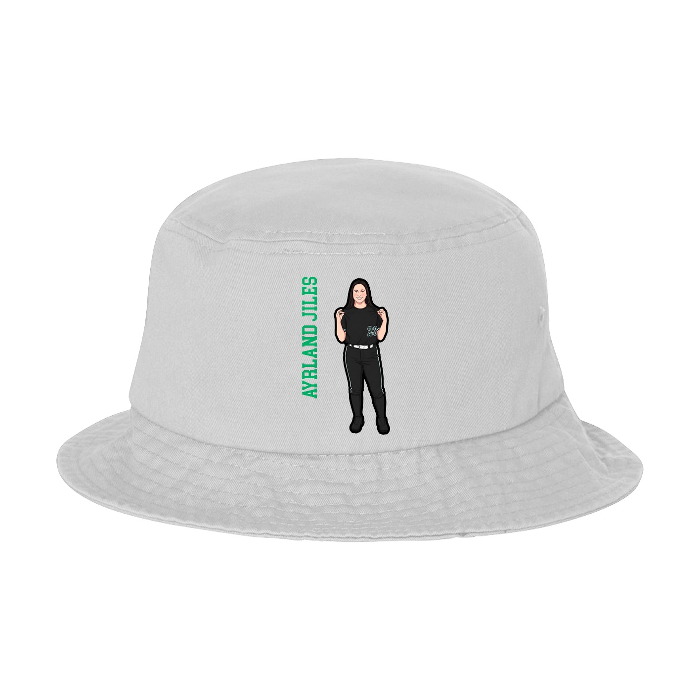 Bucket Cap — Name Vertical in White