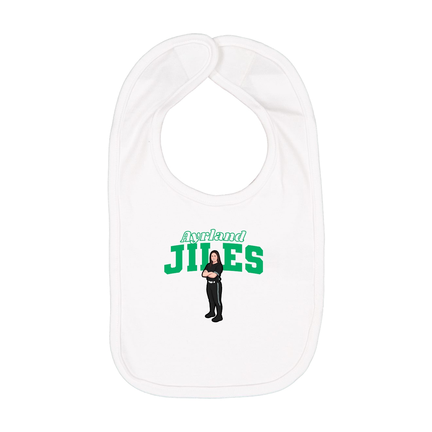 Infant Bib — Name Arch in White