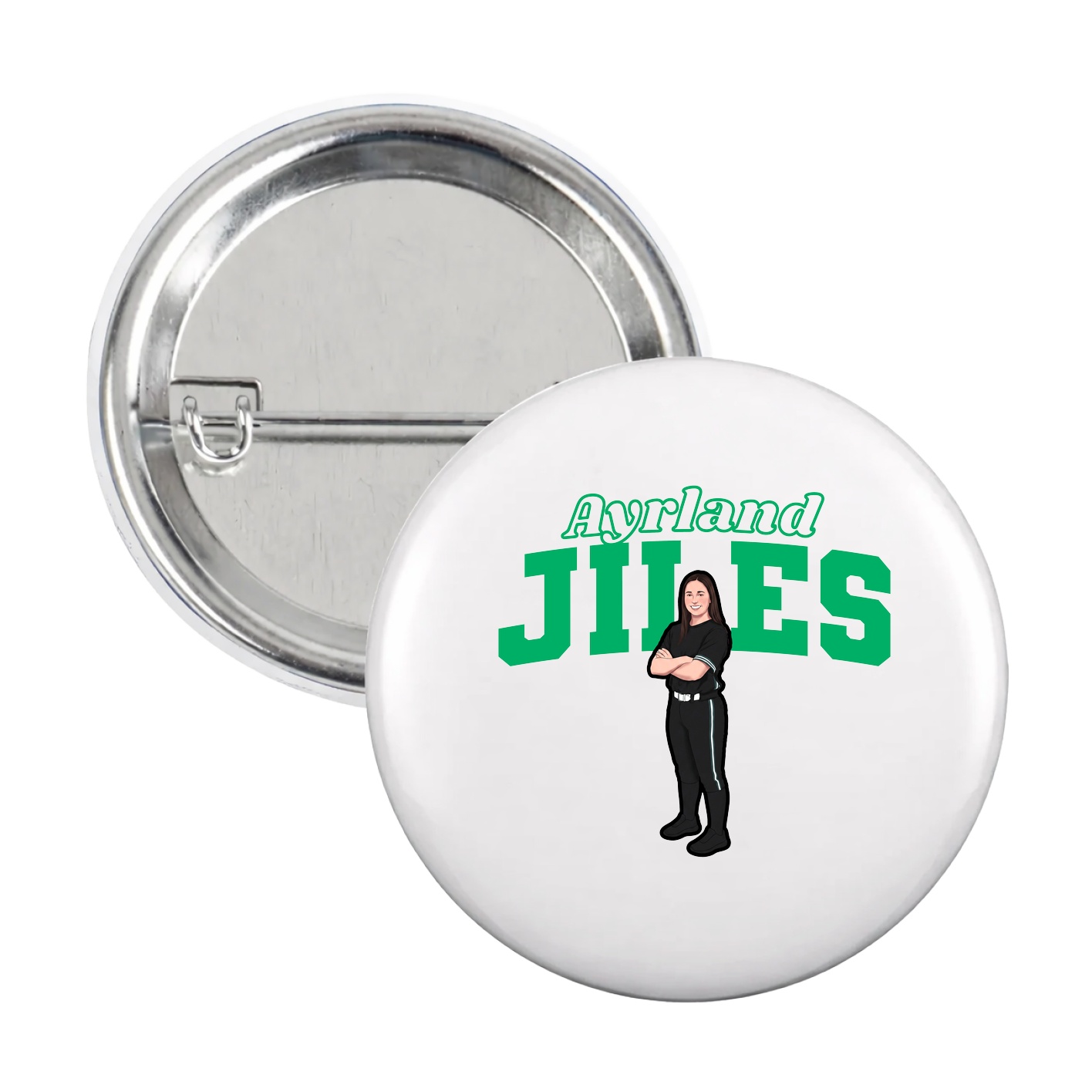 Game Day Button — Name Arch in White