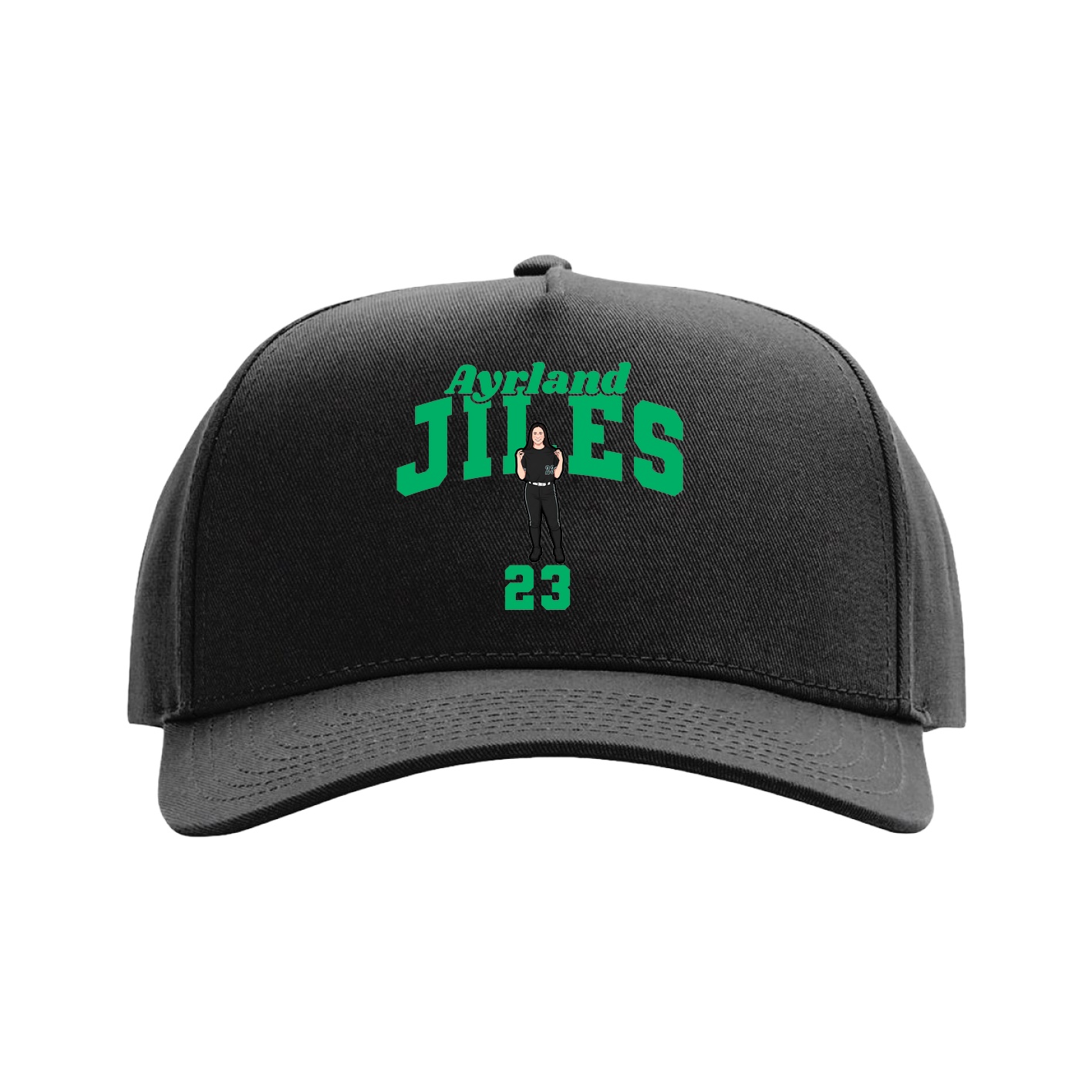 Full Fabric Five-Panel Champ Cap — Signature Arch in Black