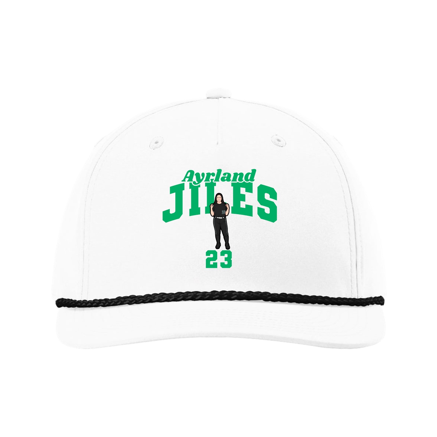 Five-Panel Classic Rope Cap — Signature Arch in White