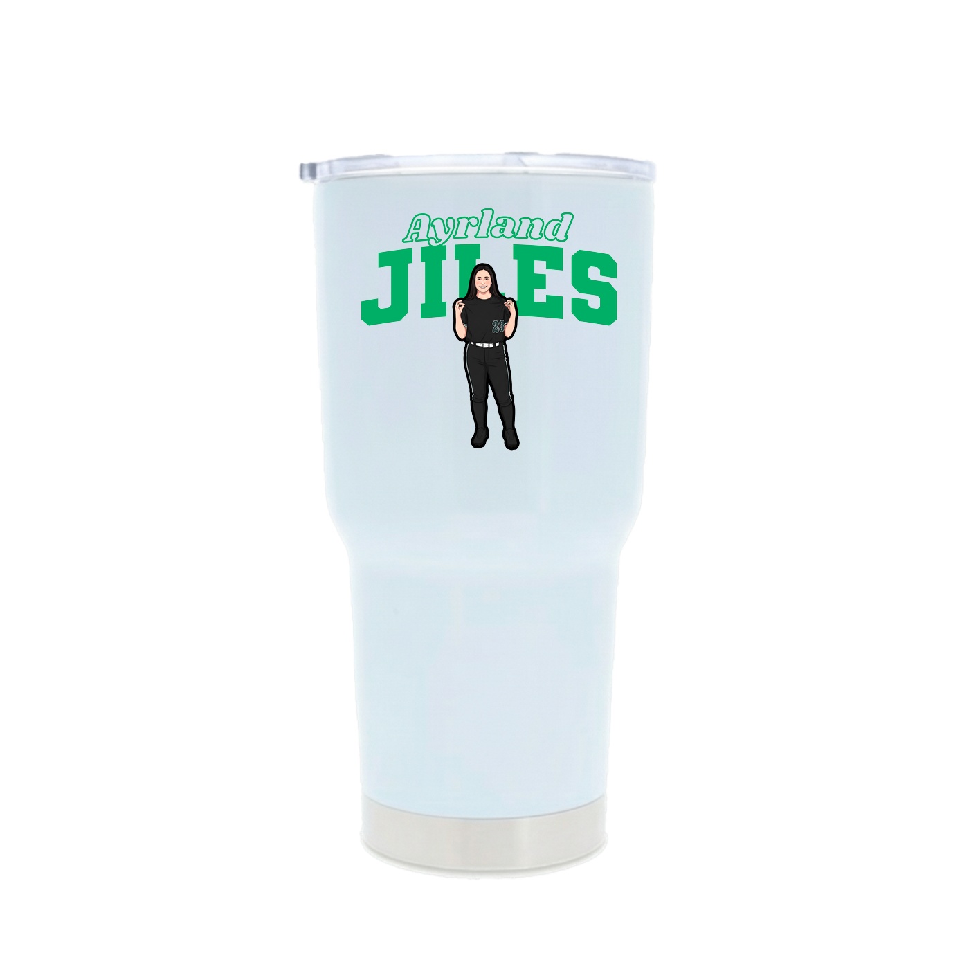30oz Stainless Steel Tumbler — Name Arch in White