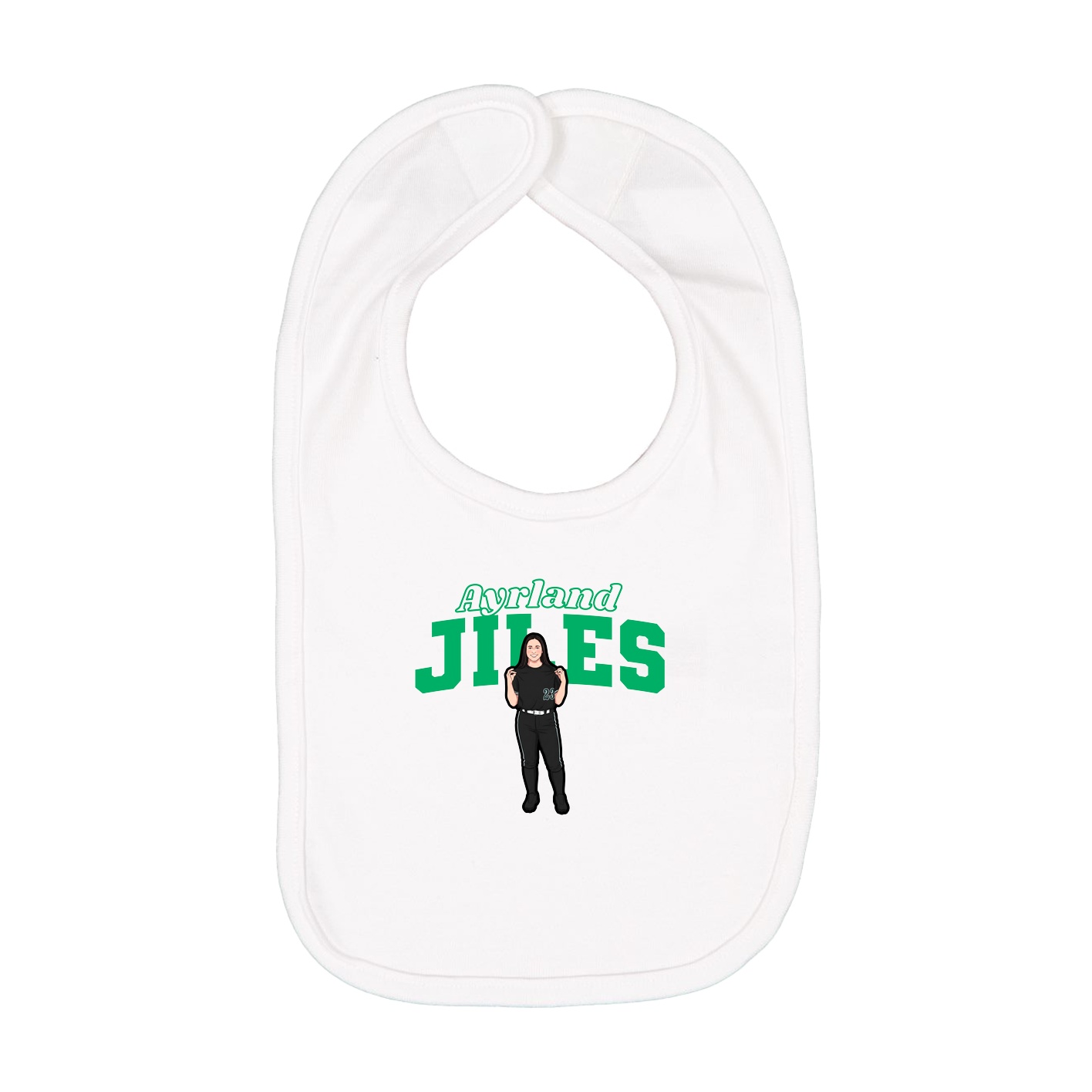 Infant Bib — Name Arch in White
